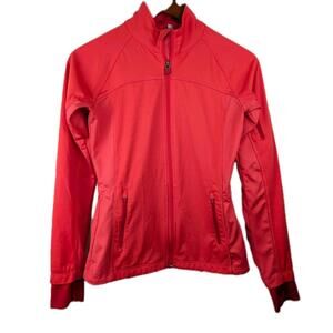 Athleta XXS Bright Coral Half Mile  Full Zip Athletic Jacket Back Dye Cut Detail